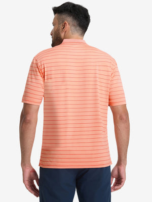 Non-Curl Ribbed Collar Striped Polo Shirts
