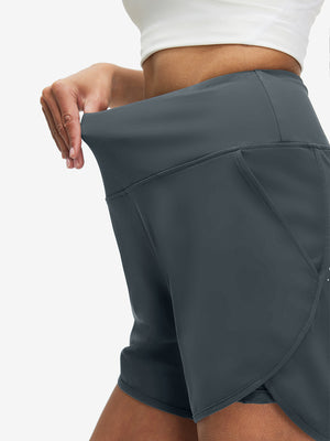 Women's High Waist 2 in 1 Quick Dry Shorts with 7 Pockets