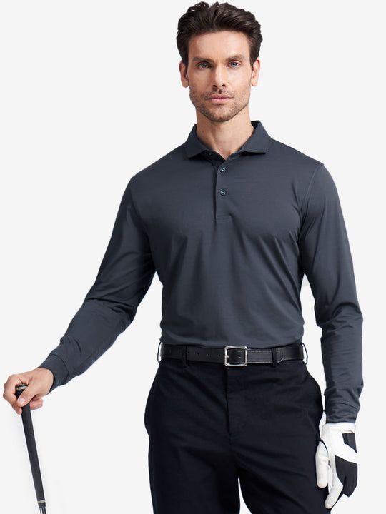 Long Sleeve Pinstripe Jersey Polo
