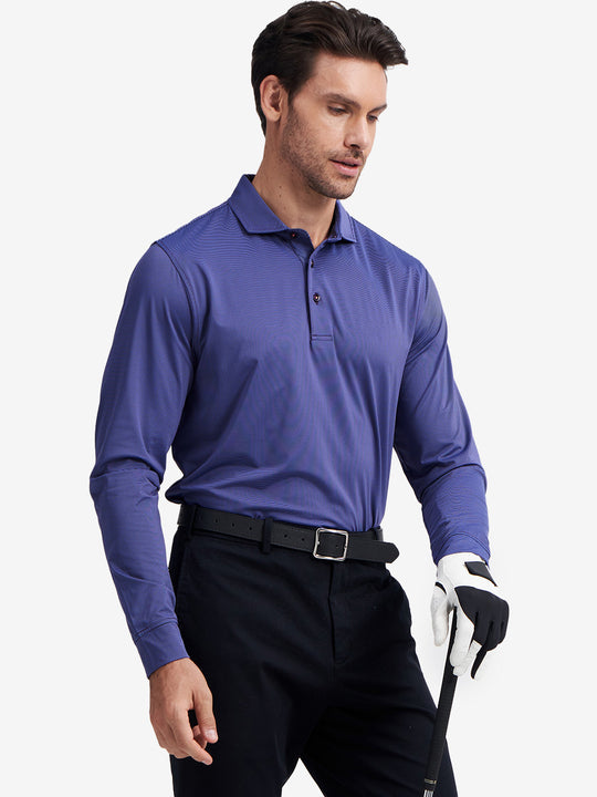 Long Sleeve Pinstripe Jersey Polo