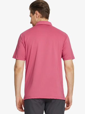 Back half-body view of CRANBERRY Chest Print Polo Shirts