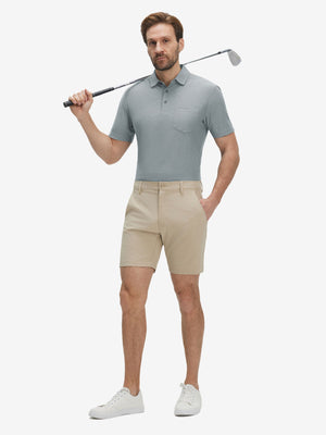 Moisture Wicking Heather Chest Pocket Golf Shirts