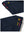 Waistband detail of lightweight flat front casual trousers in navy, showing clean stitching.