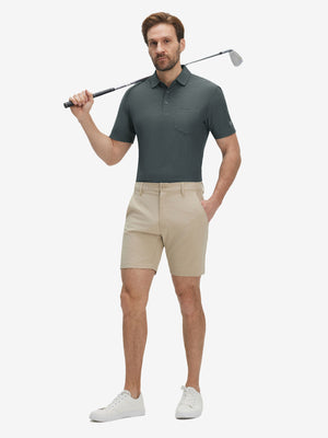 Moisture Wicking Heather Chest Pocket Golf Shirts