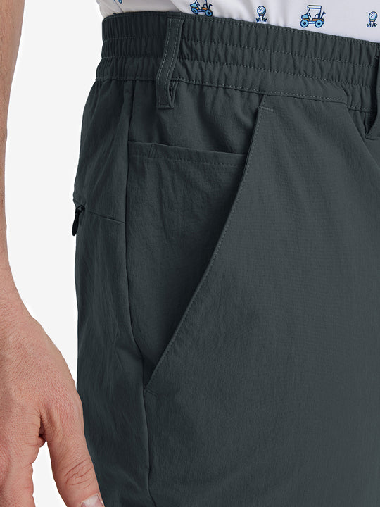 Close-up of front pocket on Performance Water Resistant Pants in DARK GREY，highlighting pocket design.