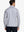 Back half-body view of model in Pinstripe Quarter Zip Pullover, showing back detail – GREY MELANGE