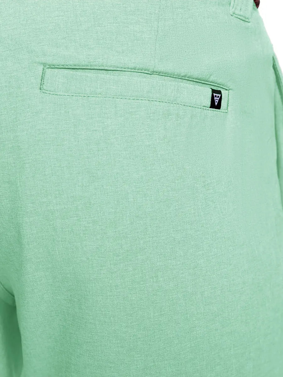 MINT GREEN 9 Inch Heather Performance Golf Shorts close-up of back right pocket detail