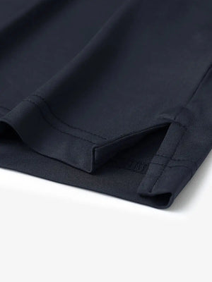 Hem slit detail of Everyday Collarless Jersey Shirt in DARK GREY.