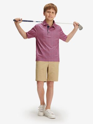 Youth Print Stretch Lightweight Polo Shirts