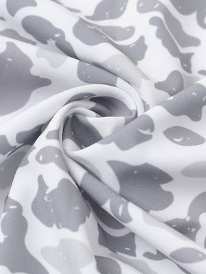 Fabric close-up of Stylish printing summer shirt with lightweight feel in grey camo