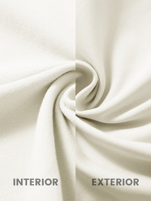 Close-up of the inner and outer fabric of kids soft lightweight fleece lined jacket in beige.