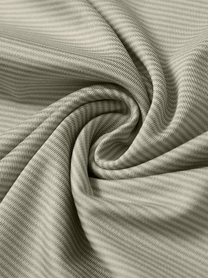 Close-up of dark khaki melange pinstripe quarter zip pullover fabric showing fine lines and soft knit texture.