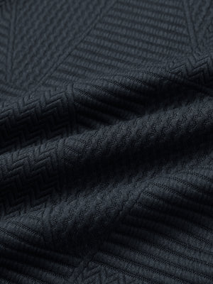 Close-up of fabric on texture solid hoodies pullover, showing texture and finish in navy