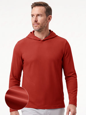 Vertical Stripes Ribbed Knit Hoodies Sweatshirt