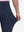 Detail view of pants elasticity on navy breathable casual slacks with 4 pockets