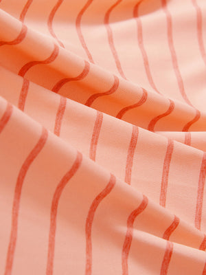 Non-Curl Ribbed Collar Striped Polo Shirts