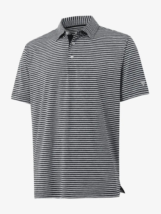 3D view of Sport Fit Stripe Polo in Black Stripe