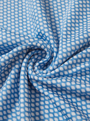 Jacquard quarter zip pullover, close-up fabric detail in blue/white showing textured knit pattern and soft feel