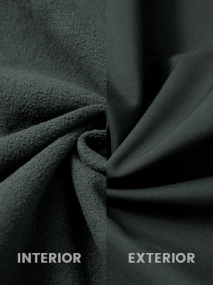 Fabric close-up of reflective hooded softshell jacket, showing texture and finish in grey.