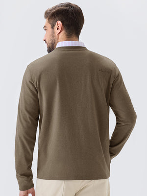 Heather Brushed Rib Knit Crewneck Sweatshirt
