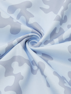 Hem detail of trendy print fleece hoodies, fine finish with subtle grey white camouflage touch