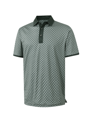 Stylish Full Print Contrast Collared Golf Polo Shirts