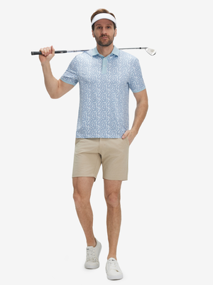 Stylish Full Print Contrast Collared Golf Polo Shirts