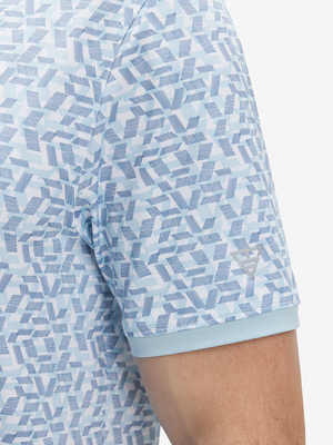 Stylish Full Print Contrast Collared Golf Polo Shirts