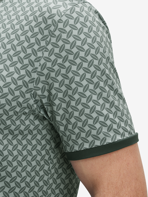 Stylish Full Print Contrast Collared Golf Polo Shirts