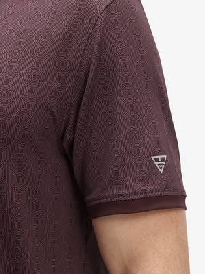 Stylish Full Print Contrast Collared Golf Polo Shirts