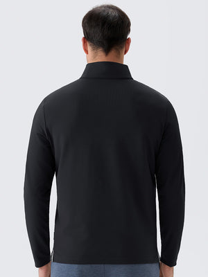 Ribbed Texture Nylon Quarter Zip Pullover